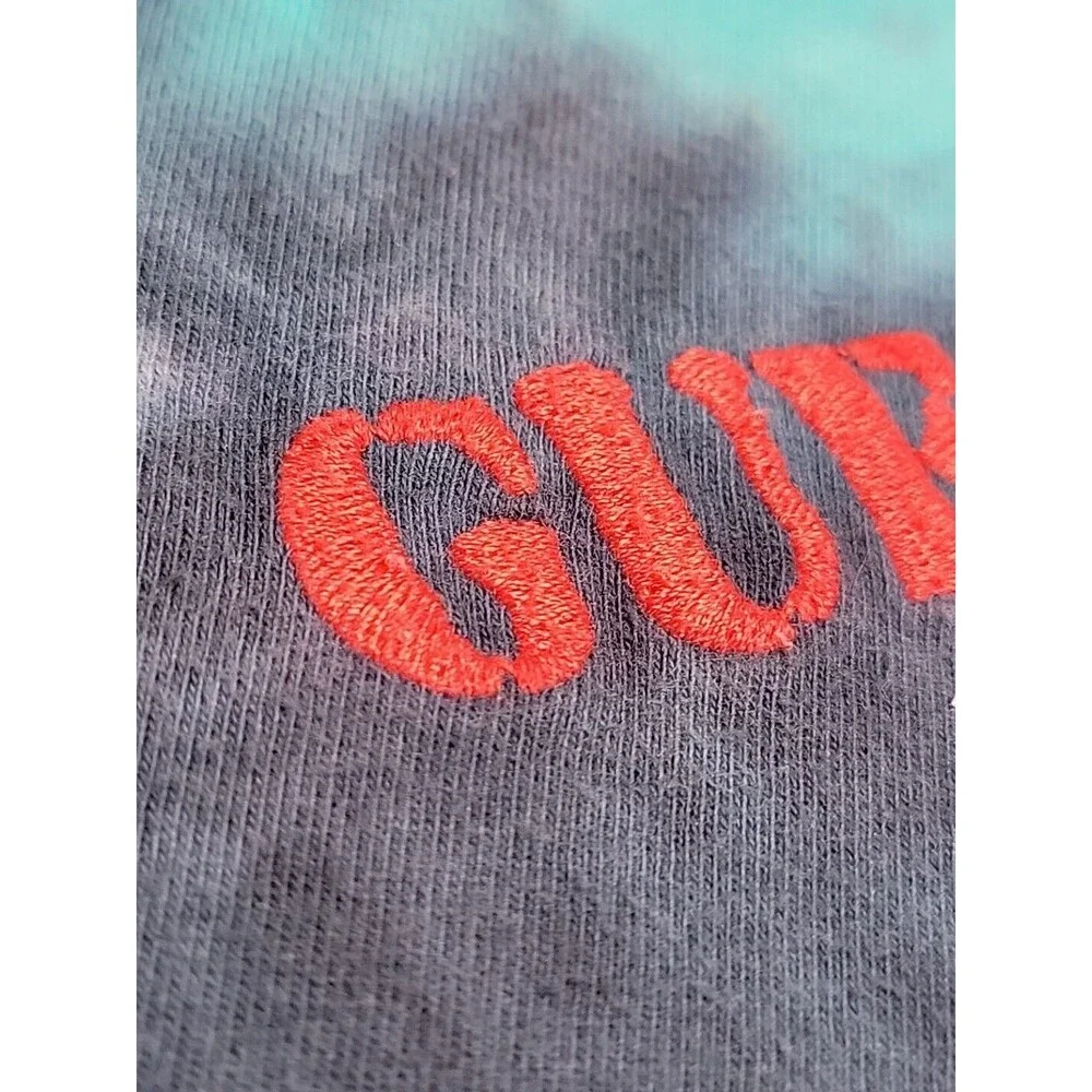 Vintage Guess Shirt Mens M Blue Black Tie Dye Graphic Flag Embroidered 90s - Picture 10 of 15